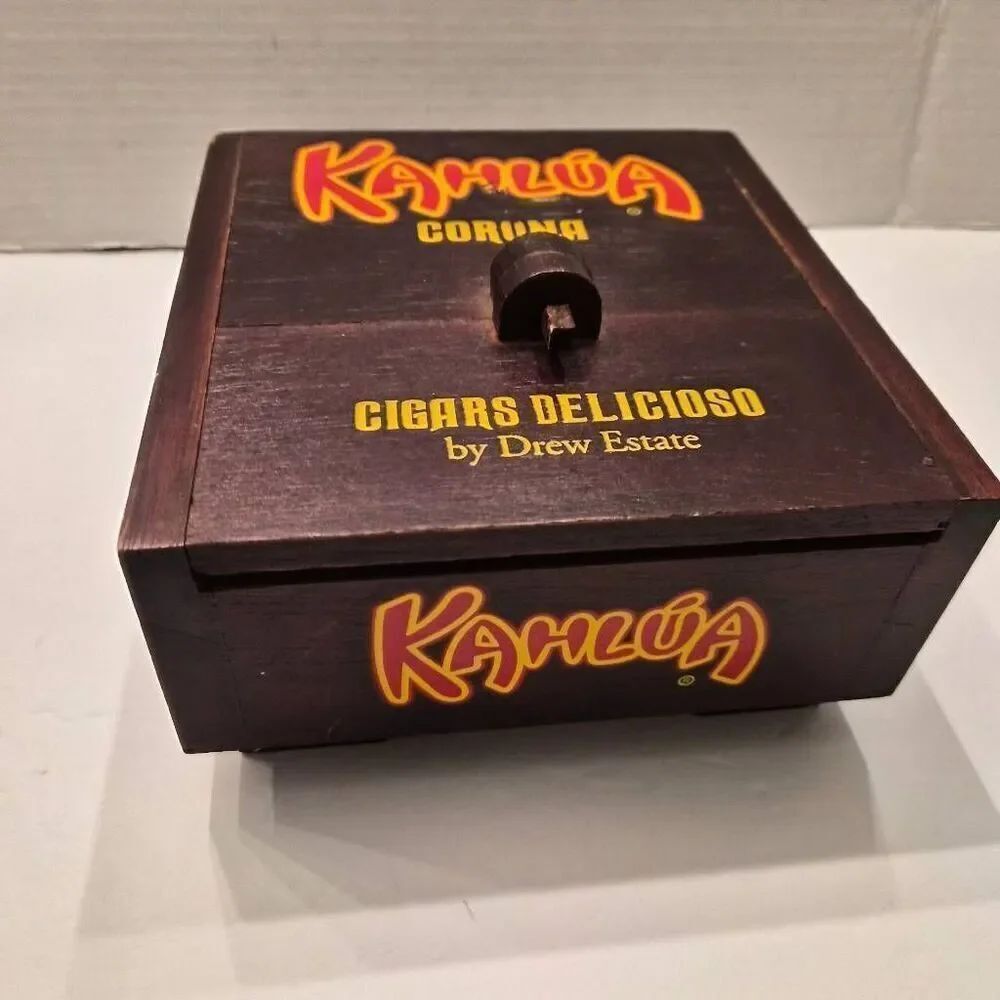 Vintage Kahlua Corona Cigar Box Wooden Unique Fun Gift Bar Liquor Decor